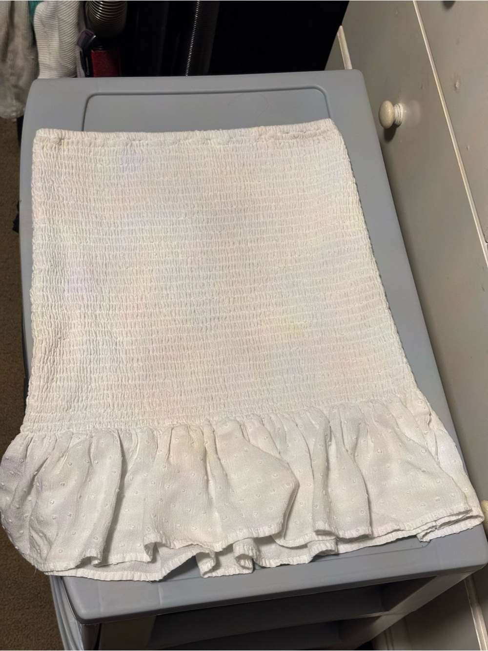 Hollister White Smocked Skirt with Ruffle Hem